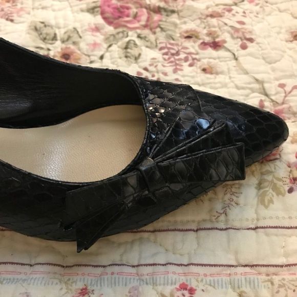 NWT $120 kate spade | Slingback Leather Heels With Bows in Black | Size 8B - Picture 5 of 14